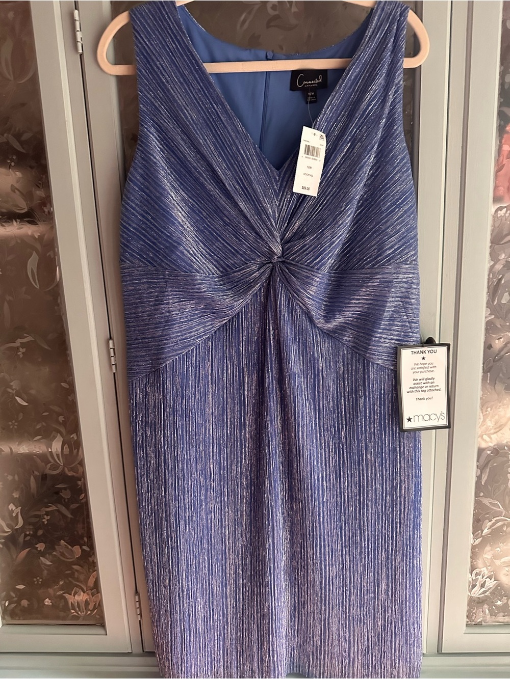 connected apparel Shimmering Lilac Twist-Front Midi Dress